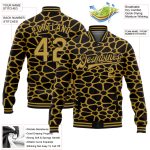 Custom Name Number Varsity Letterman Jacket Personalized Black Gold 3D Pattern Bomber Full-Snap Design for Team Personalized