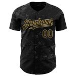 Personalized Black Gold Gray 3D Abstract Splatter Texture Baseball Jersey Personalized Black Old Gold-Steel Gray 3D Abstract