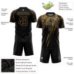 Personalized Black Gold Sublimation Soccer Jersey for Kids & Adults - Custom Uniform Personalized Black Old Gold Sublimation