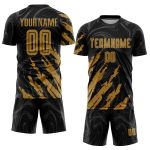 Personalized Sublimation Soccer Jersey Black Old Gold - Custom Team Uniform 4 Personalized Black Old Gold Sublimation Soccer