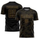Custom Black and Gold Sublimation Soccer Jersey - Personalized Uniform Personalized Black Old Gold Sublimation Soccer Uniform