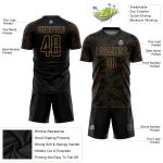 Custom Name and Number Soccer Uniform Jersey - Personalized Black and Old Gold Sublimation Team Gear Personalized Black Old