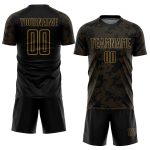 Custom Name and Number Soccer Uniform Jersey - Personalized Black and Old Gold Sublimation Team Gear Personalized Black Old