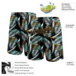Personalized 3D Hawaii Palm Trees Basketball Shorts in Black, Old Gold, Teal Personalized Black Old Gold-Teal 3D Hawaii Palm