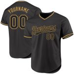 Custom Black and Old Gold Baseball Jersey - Personalized Throwback Style Personalized Black Old Gold Throwback Baseball Jersey