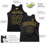 Custom Black and Gold Throwback Basketball Jersey for Men - Personalized Sports Wear Personalized Black Old Gold Throwback