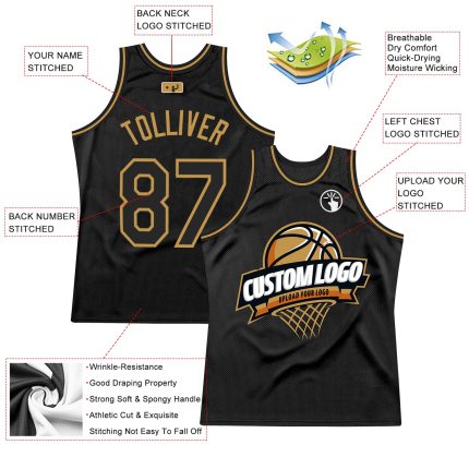 Personalized Black Gold Basketball Jersey Throwback Style - Size 3 Personalized Black Old Gold Throwback Basketball Jersey