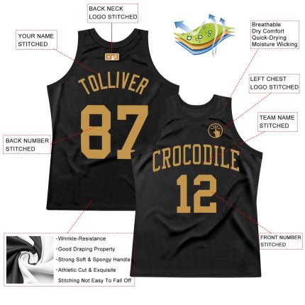 Custom Black and Gold Basketball Jersey | Personalized Retro Design Personalized Black Old Gold Throwback Basketball Jersey