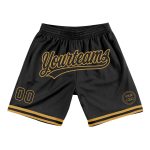 Personalized Black Gold Throwback Basketball Shorts for Men - Custom Sportswear Personalized Black Old Gold Throwback Basketball