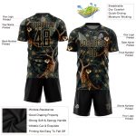 Personalized Black Tiger Peacock Sublimation Jersey for Soccer Uniform Personalized Black Old Gold Tiger And Peacock Sublimation