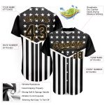 Personalized 3D American Flag Black Gold White Baseball Jersey for Men Personalized Black Old Gold-White 3D American Flag