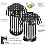 Customizable 3D American Flag Baseball Jersey - Personalized Black Gold White with Custom Name & Number Personalized Black