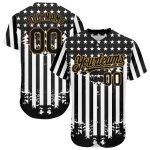 Personalized 3D American Flag Baseball Jersey in Black Old Gold-White Personalized Black Old Gold-White 3D American Flag