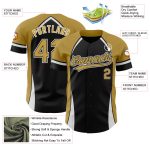 Personalized Black Gold White 3D Curved Solid Baseball Jersey for Men Personalized Black Old Gold-White 3D Curve Solid Baseball