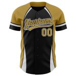 Personalized Black Gold White 3D Curved Solid Baseball Jersey for Men Personalized Black Old Gold-White 3D Curve Solid Baseball