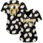 Personalized 3D Goat Baseball Jersey in Black, Old Gold, and White Personalized Black Old Gold-White 3D Goat Baseball Jersey