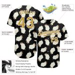Personalized 3D Goat Baseball Jersey in Black, Old Gold, and White Personalized Black Old Gold-White 3D Goat Baseball Jersey