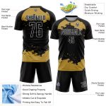 Customizable Abstract Soccer Jersey with Personalized Name and Number - Black Gold White Fragment Art Design Personalized