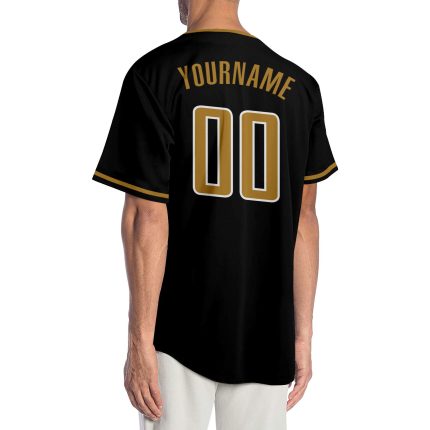 Personalized Black Gold White Authentic Baseball Jersey for Men Women Personalized Black Old Gold-White Authentic Baseball