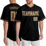 Personalized Black Gold White Authentic Baseball Jersey for Men Women Personalized Black Old Gold-White Authentic Baseball