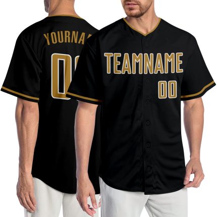 Personalized Black Gold White Authentic Baseball Jersey for Men Women Personalized Black Old Gold-White Authentic Baseball