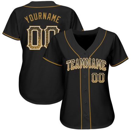 Custom Name and Number Personalized Black Gold White Authentic Baseball Jersey - Drift Fashion Team Apparel Personalized