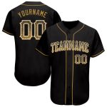 Custom Name and Number Personalized Black Gold White Authentic Baseball Jersey - Drift Fashion Team Apparel Personalized