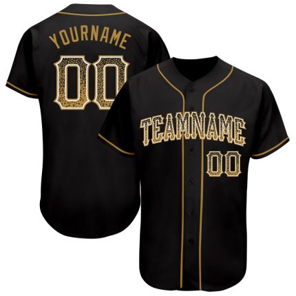 Custom Name and Number Personalized Black Gold White Authentic Baseball Jersey - Drift Fashion Team Apparel Personalized