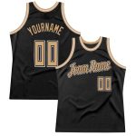Custom Name Number Basketball Jersey - Personalized Black Gold White Authentic Throwback Design Personalized Black Old Gold-White