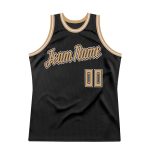 Custom Name Number Basketball Jersey - Personalized Black Gold White Authentic Throwback Design Personalized Black Old Gold-White
