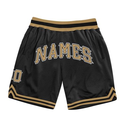 Custom Team Name Number Black Old Gold White Basketball Shorts Authentic Throwback Personalized Black Old Gold-White Authentic