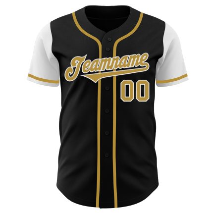 Custom Name and Number Personalized Black Gold White Baseball Jersey - Authentic Two Tone Team Jersey Personalized Black