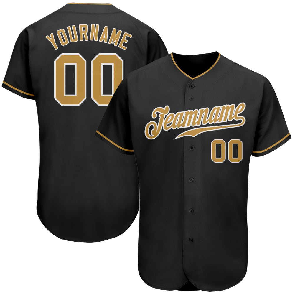Personalized Black and Gold Baseball Jersey - Custom Old White Sports Apparel Personalized Black Old Gold-White Baseball
