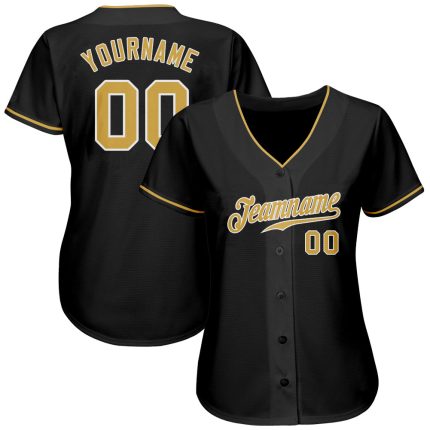 Personalized Black and Gold Baseball Jersey - Custom Old White Sports Apparel Personalized Black Old Gold-White Baseball