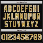Personalized Two Tone Varsity Letterman Bomber Jacket Black Gold White Full-Snap Personalized Black Old Gold-White Bomber
