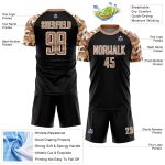 Personalized Camouflage Soccer Jersey - Black Old Gold White Sublimation Uniform Personalized Black Old Gold-White Camouflage