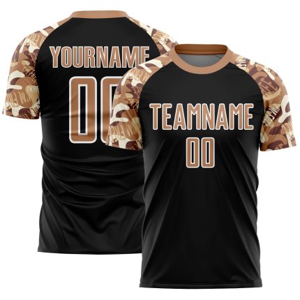 Personalized Camouflage Soccer Jersey with Custom Name and Number - Black Gold White Team Uniform Personalized Black Old