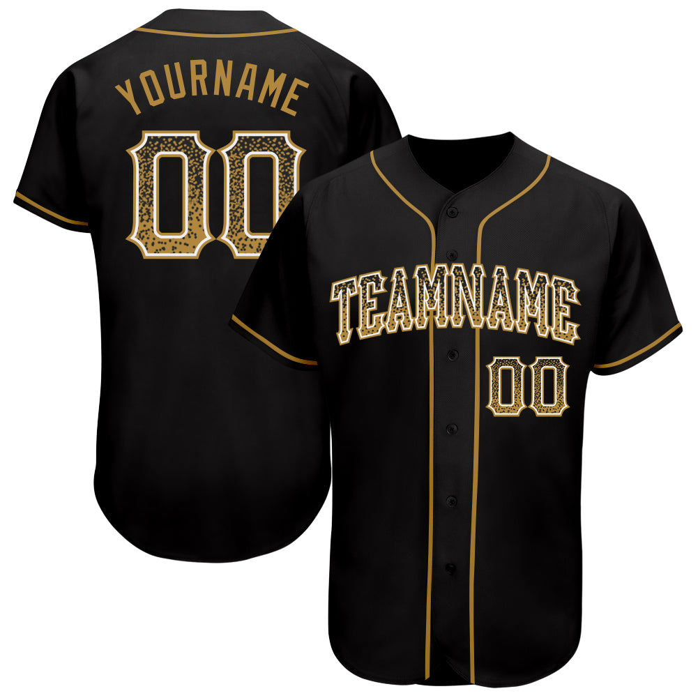 Personalized Black Drift Baseball Jersey with Old Gold and White Accents Personalized Black Old Gold-White Drift Fashion