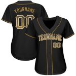 Personalized Black Drift Baseball Jersey with Old Gold and White Accents Personalized Black Old Gold-White Drift Fashion