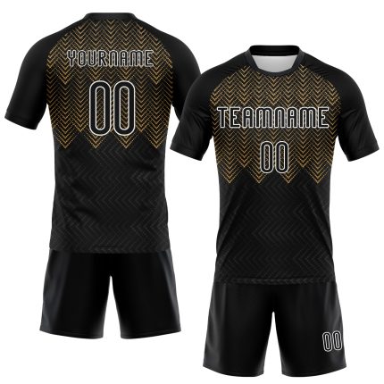 Custom Name Number Black Gold White Geometric Volleyball Jersey Personalized Team Uniform Personalized Black Old Gold-White
