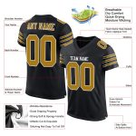 Personalized Black White Old Gold Authentic Football Jersey Mesh for Men Personalized Black Old Gold-White Mesh Authentic