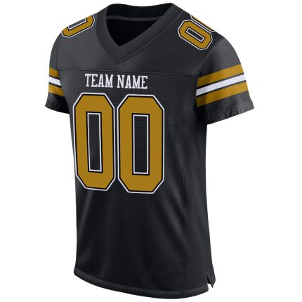 Customizable Authentic Football Jersey - Personalized Black Old Gold-White Mesh with Name and Number Personalized Black Old