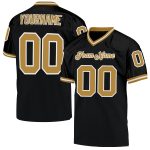 Custom Name and Number Personalized Black Gold White Mesh Football Jersey - Authentic Throwback Design Personalized Black