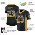 Personalized Black Gold White Mesh Drift Fashion Football Jersey for Men Personalized Black Old Gold-White Mesh Drift Fashion
