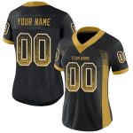 Personalized Black Gold White Mesh Drift Fashion Football Jersey for Men Personalized Black Old Gold-White Mesh Drift Fashion