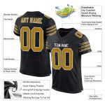 Personalized Black and Gold Mesh Football Jersey for Men, Custom Name & Number, Ideal for Sports, Team or Casual Wear Personalized