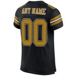Personalized Old Gold and White Black Football Jersey - Custom Sports Apparel Personalized Black Old Gold-White Mesh Football