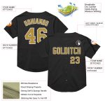 Personalized Throwback Baseball Jersey - Black Old Gold White Mesh Design Personalized Black Old Gold-White Mesh Throwback