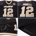 Personalized Throwback Football Jersey in Black Gold and White Mesh Personalized Black Old Gold-White Mesh Throwback Football