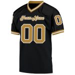 Personalized Throwback Football Jersey in Black Gold and White Mesh Personalized Black Old Gold-White Mesh Throwback Football